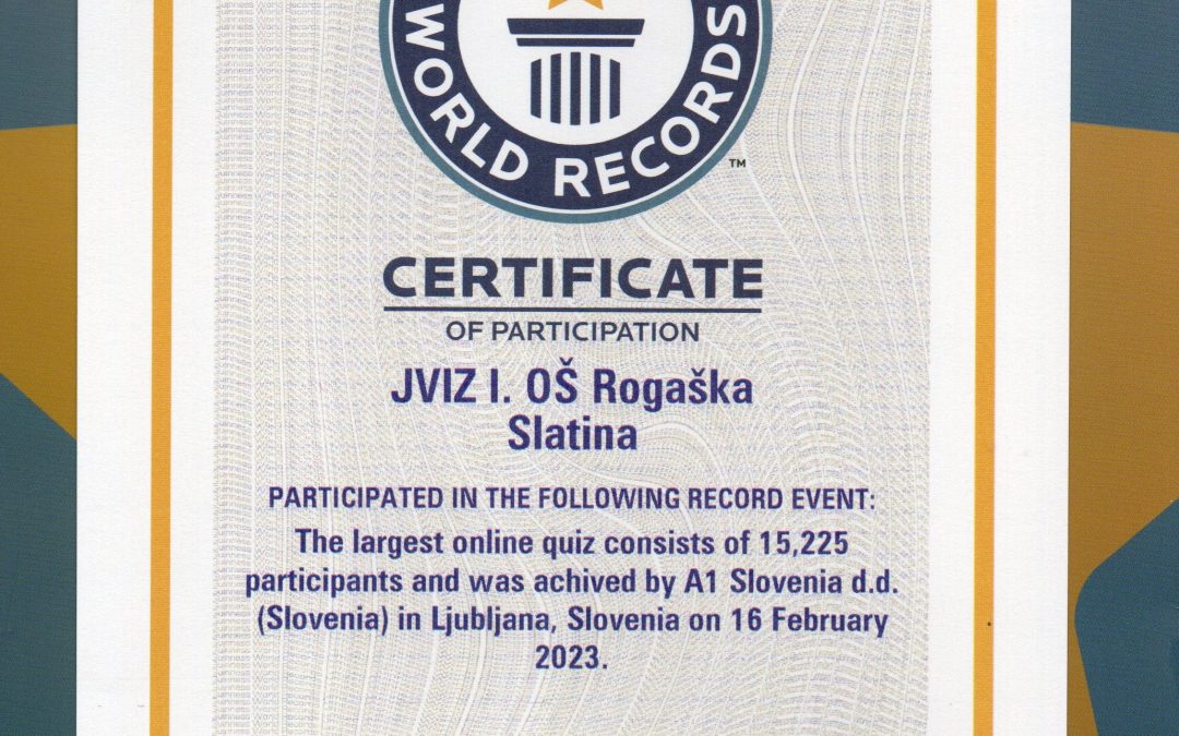 Prispevek k osvojenemu Guinnessovemu svetovnemu rekordu